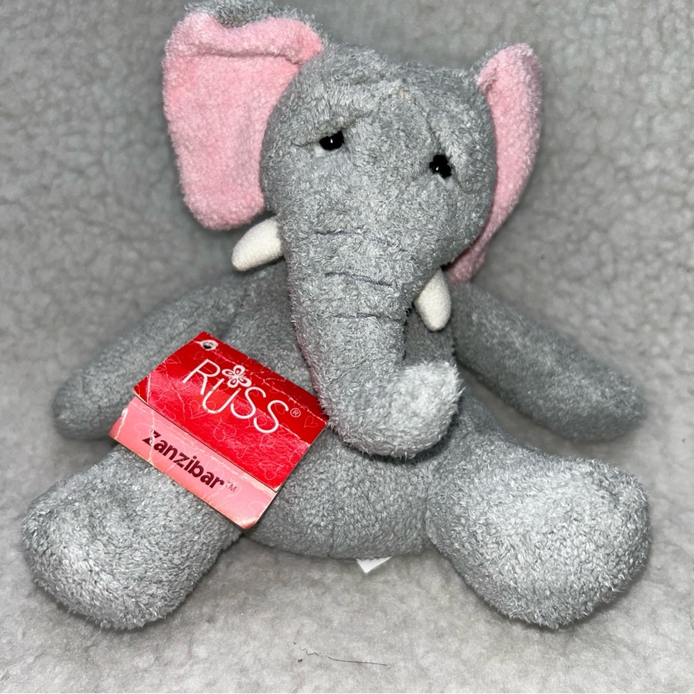 Luv Pets sad elephant 6" plush  Zanzibar Russ Berries perfect for small hands